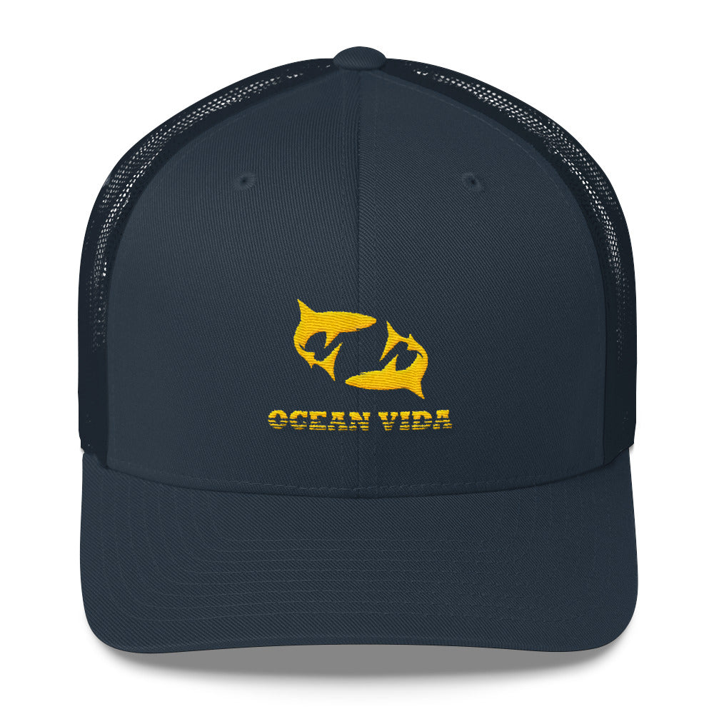 Navy Outdoor Trucker Cap with Yellow Logo
