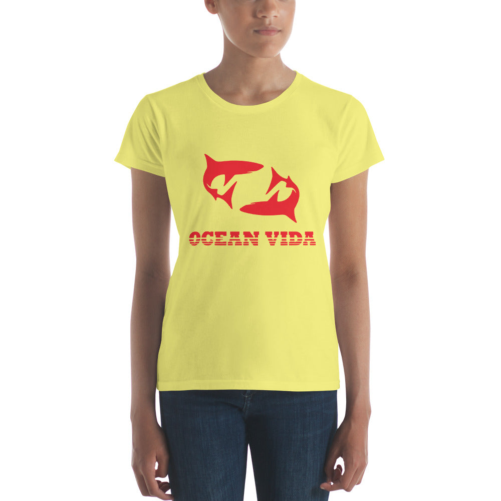 Ocean Vida Women's Short Sleeve T-Shirt with Red Logo