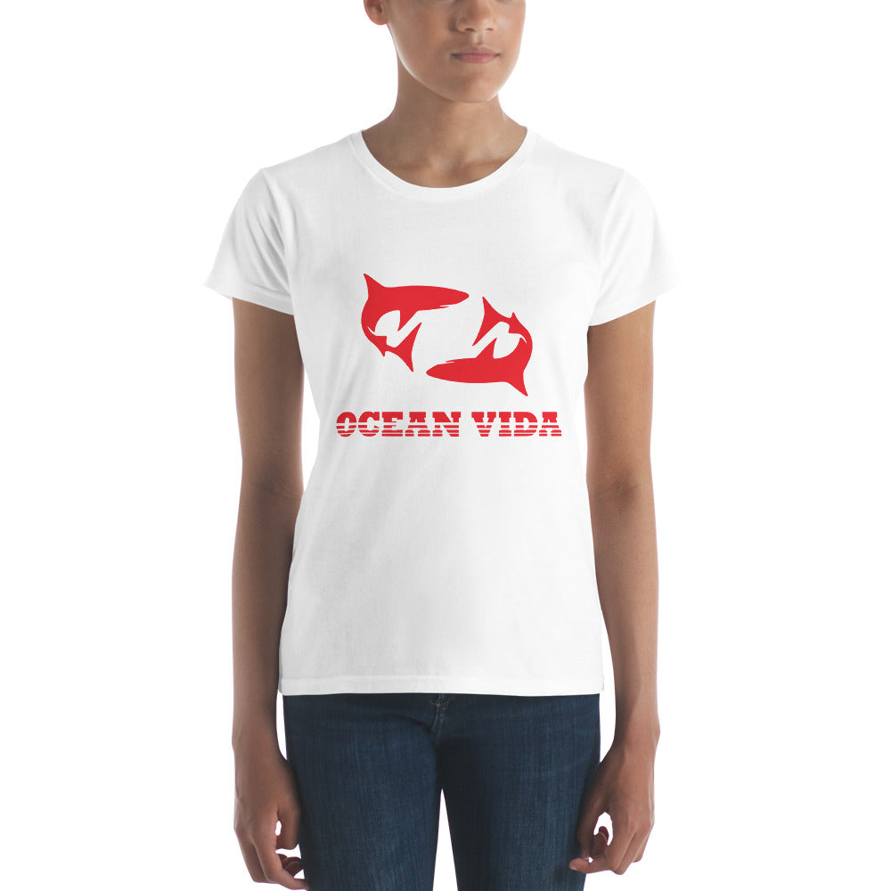 Ocean Vida Women's Short Sleeve T-Shirt with Red Logo