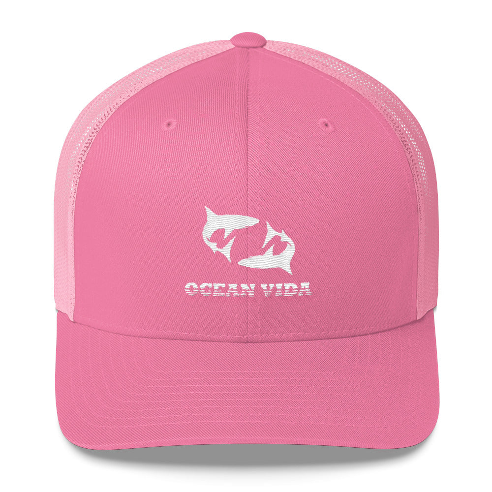 Pink Outdoor Trucker Cap with White Logo