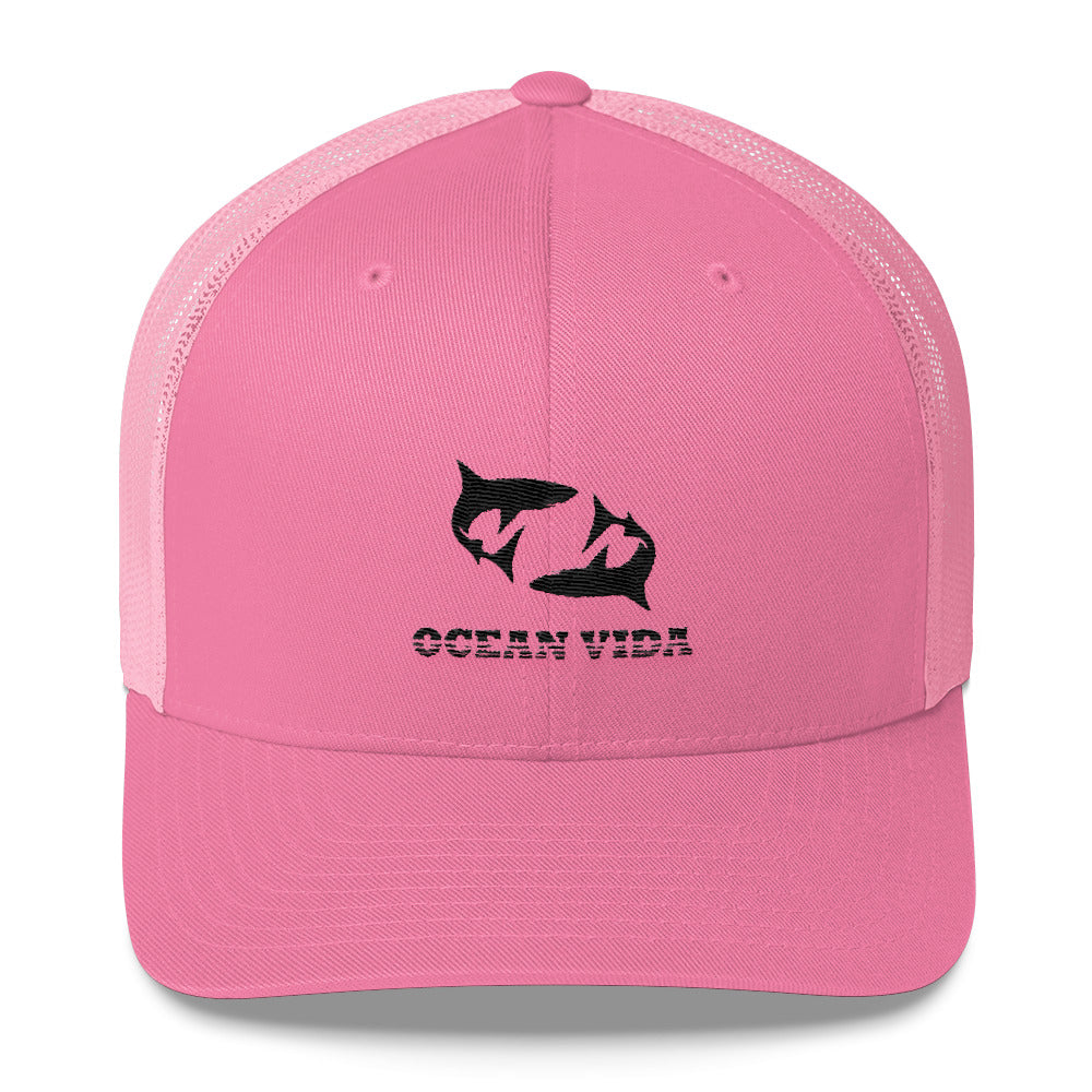 Pink Outdoor Trucker Cap with Black Logo